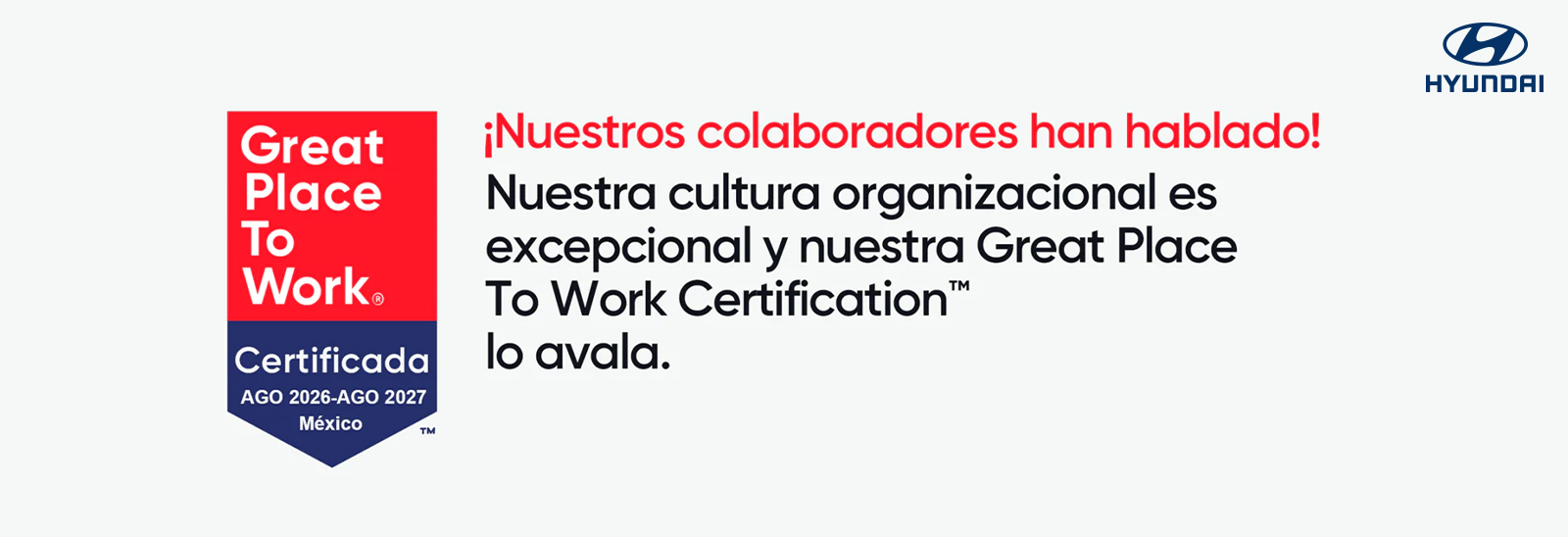 Hyundai Motor de México se consolida como uno de los mejores lugares para trabajar con la certificación Great Place to Work 2026