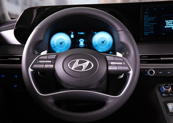 Vista de volante y clúster de supervisión en Hyundai Palisade
