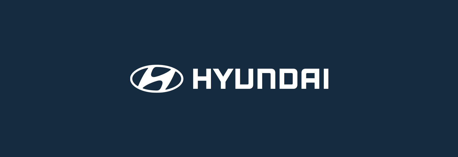 Logo Hyundai en blanco sobre fondo azul