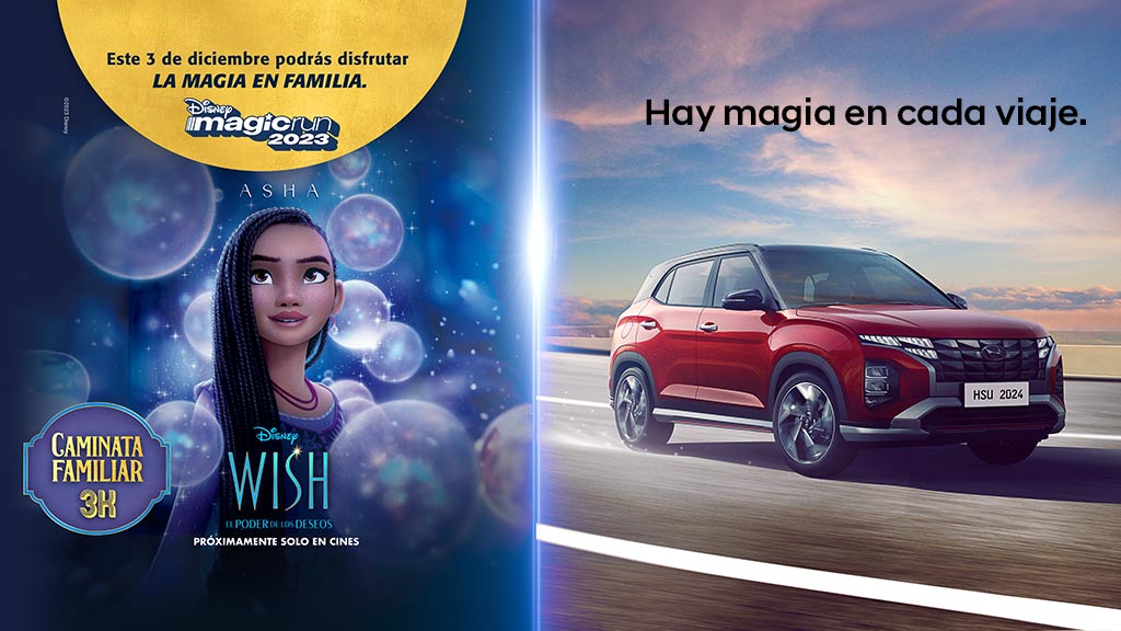 Hyundai Creta junto a poster de nueva película de disney Wish