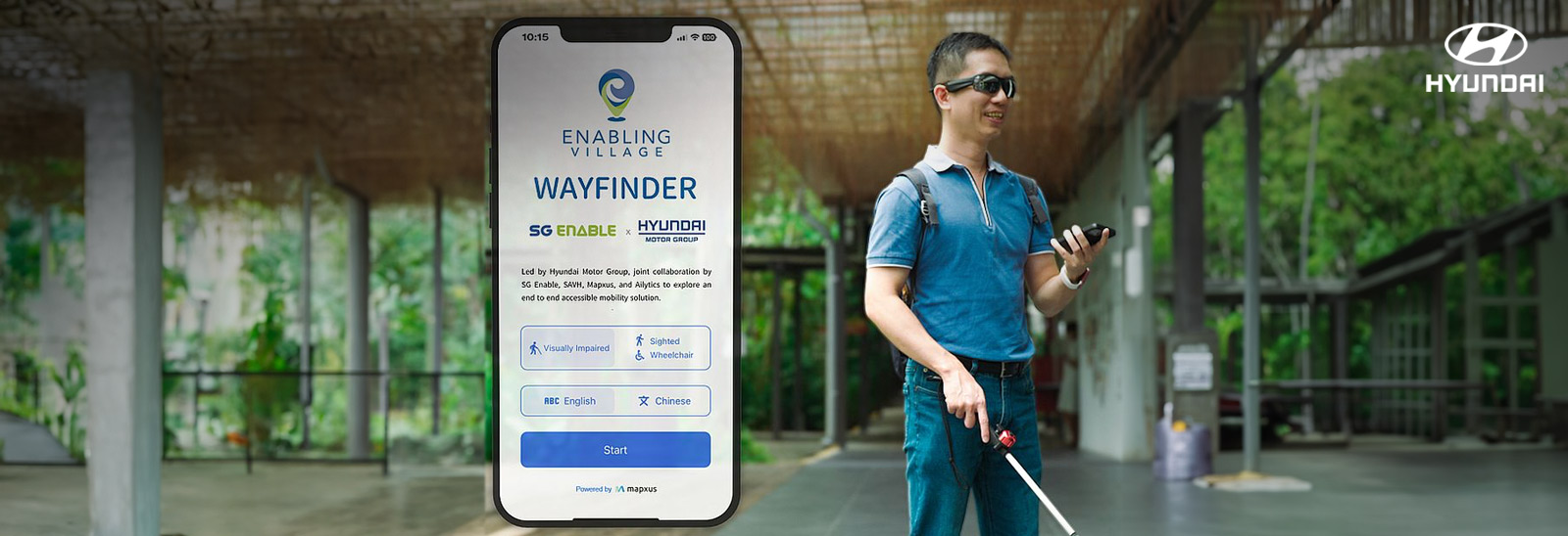 Personas con discapacidad visual utilizando aplicación Wayfinder
