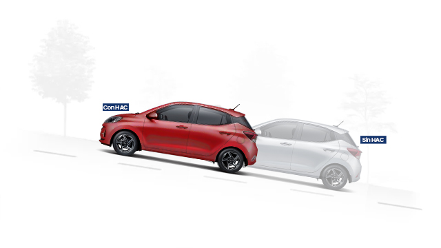 Ilustración de Hyundai Grand i10 color rojo mostrando el sistema de Seguridad Estructural